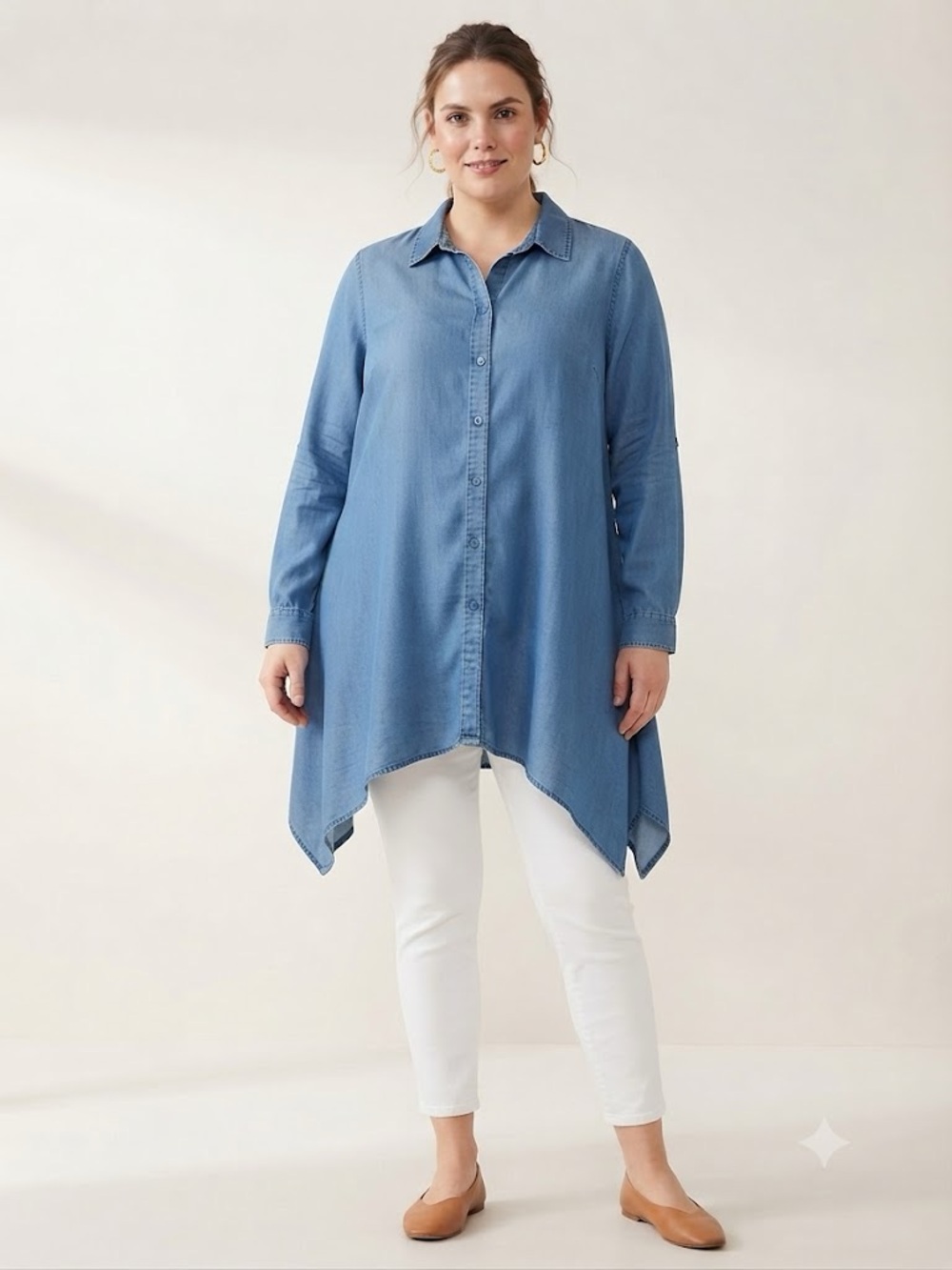 Zac & Rachel Lyocell button up with asymmetrical hemline